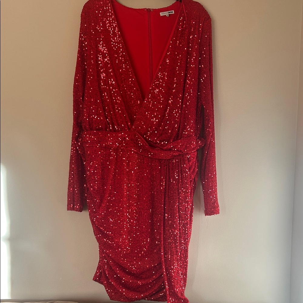 Fashion Nova Red Sequin Dress